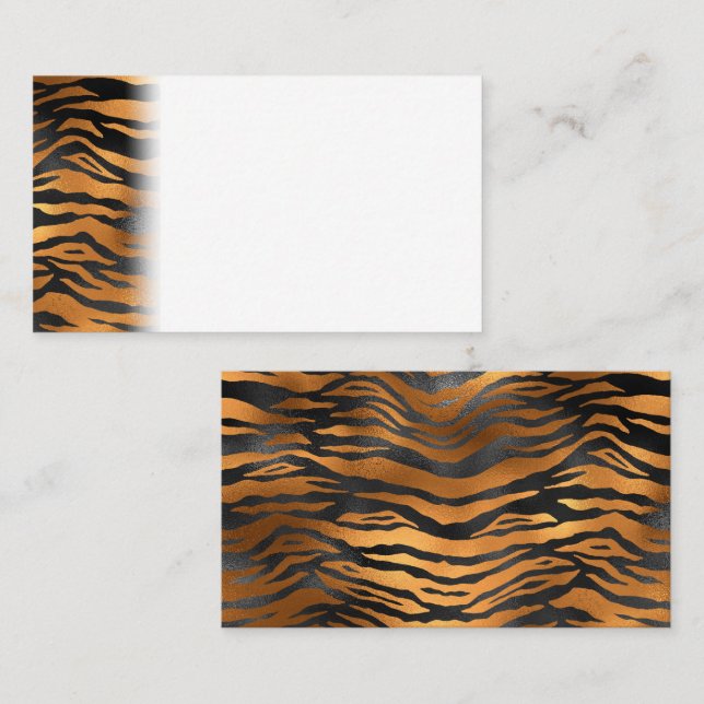 Glamourous Black Brown Tiger Stripes Animal Print Place Card (Front/Back)