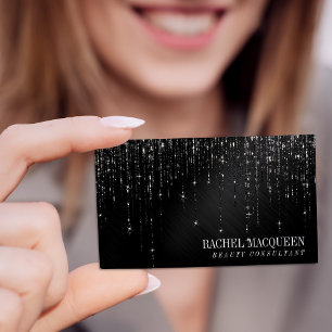 Glamourous Black Glitter Drips Business Card