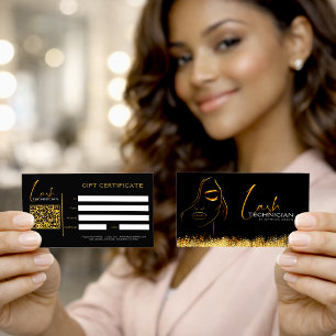 Glamourous Black & Gold Lash Tech  Gift Certificat