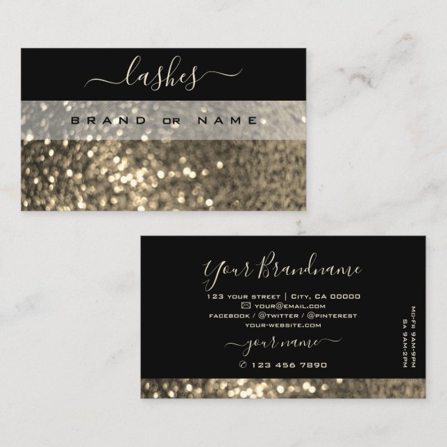Glamourous Black Gold Sparkle Glitter Professional Business Card (Front/Back)