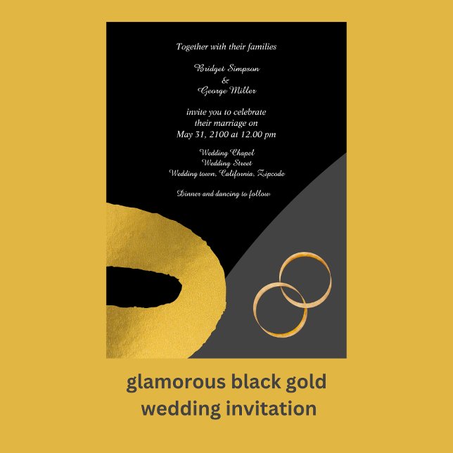 glamourous black gold wedding decor invitation     (glamorous black gold wedding decor invitation by wedding Hobinishop)