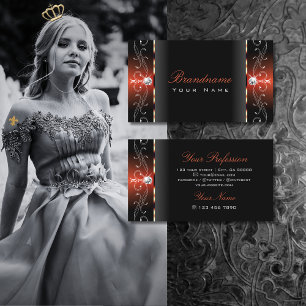 Glamourous Black Lava Red Squiggled Jewels Luxury Business Card