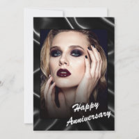 Glamourous Black Leather Anniversary Flat Card