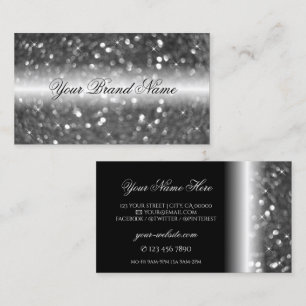 Glamourous Black Silver Sparkling Glitter Stylish Business Card