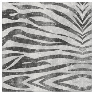 Glamourous Black White Sparkly Glitter Zebra Strip Fabric