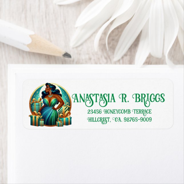 Glamourous Black Woman Festive Stylish Christmas (Insitu)