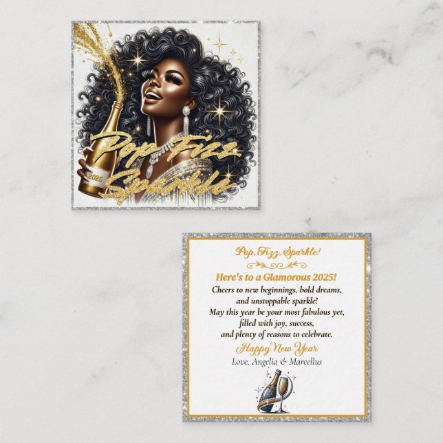  Glamourous Black Woman Popping Champagne  Card (Front/Back)