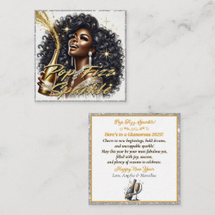  Glamourous Black Woman Popping Champagne  Card
