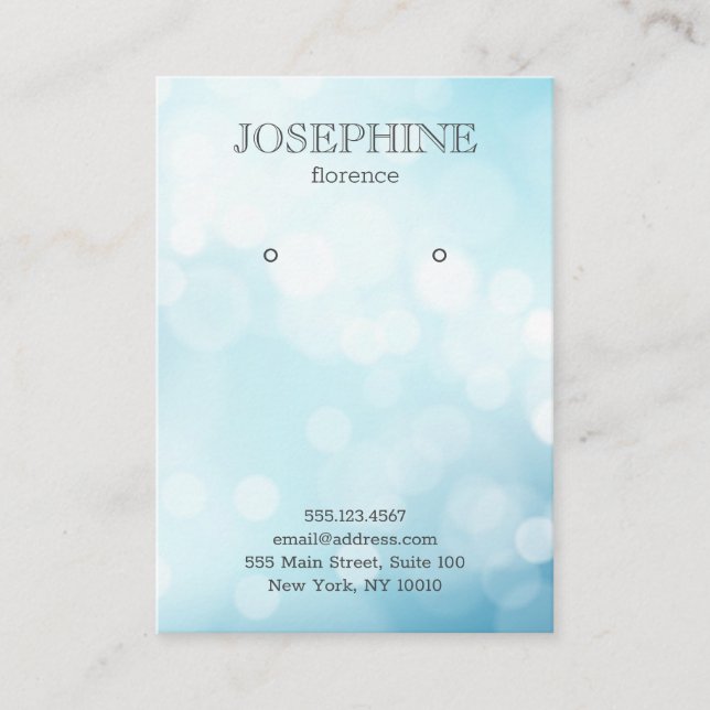 Glamourous Blue Bokeh Jewellery Earring Display Business Card (Front)