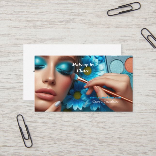 Glamourous Blue Eye Shadow Makeup  Business Card (Front/Back In Situ)
