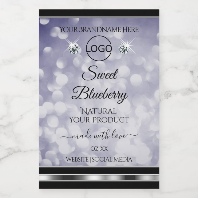 Glamourous Blue Glitter Product Label Diamonds Log (Single Label)