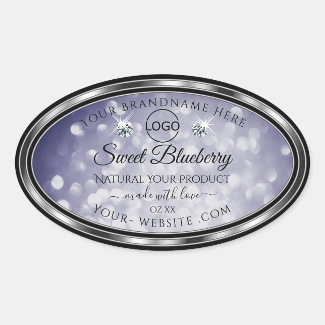 Glamourous Blue Glitter Product Label Diamonds Log (Front)