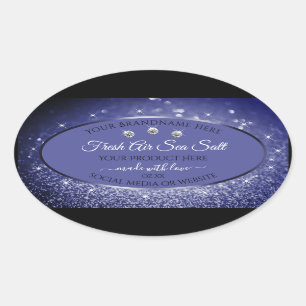 Glamourous Blue Glitter Product Labels Diamonds