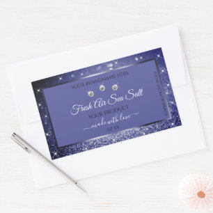 Glamourous Blue Glitter Product Labels Diamonds