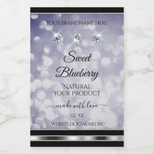 Glamourous Blue Glitter Product Labels Rhinestones