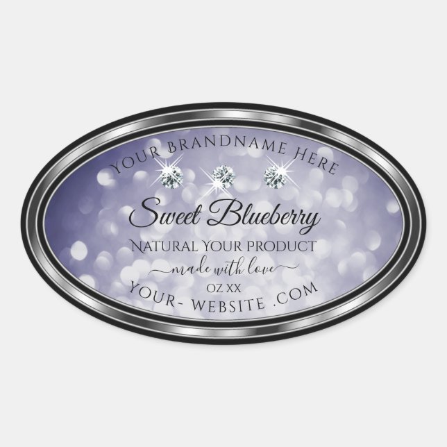 Glamourous Blue Glitter Product Labels Rhinestones (Front)