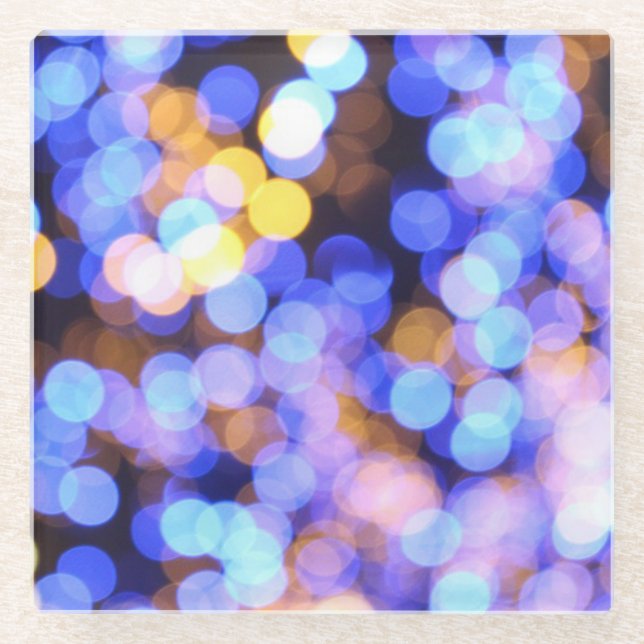 Glamourous Blue Lights Beverage Coaster (Front)