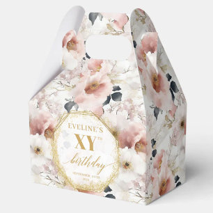 Glamourous blush pink rustic ivory gold watercolor favour box