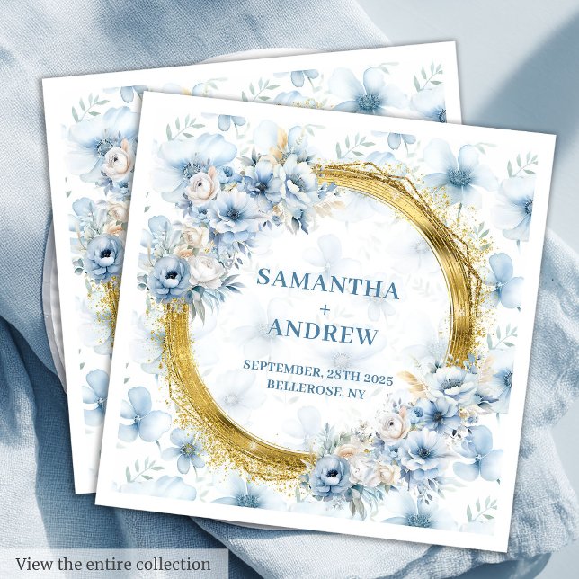 Glamourous Bohemian Light Blue Gold Wedding Napkin (Glamorous Bohemian Light Blue Gold Wedding Napkins

)