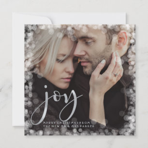 Glamourous Bokeh   Christmas Joy with Photo Holiday Card