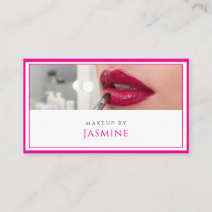 Glamourous Bold Fuchsia Gold QR code Makeup Artist Business Card