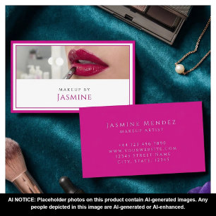 Glamourous Bold Fuchsia Professional Makeup Artist Business Card