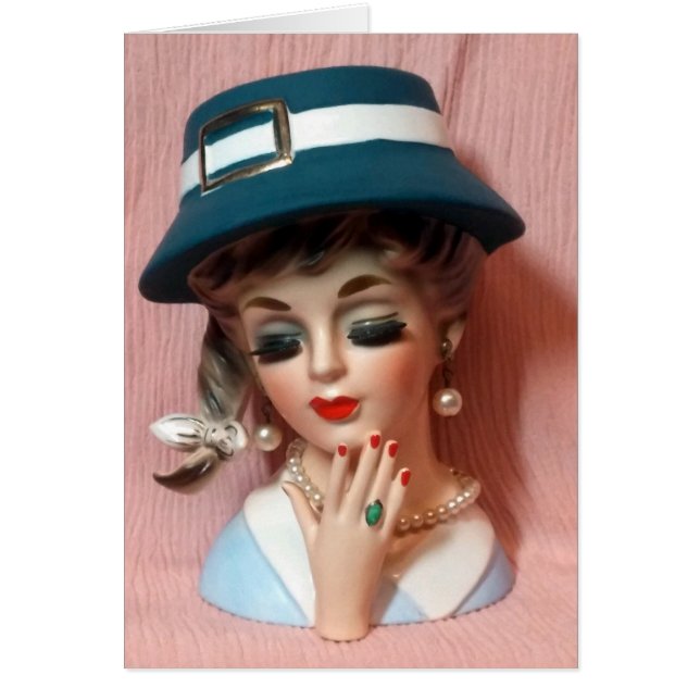 Glamourous Buckle Hat Head Vase Lady  Fingernails (Front)