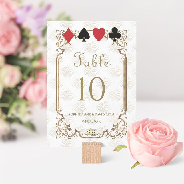 Glamourous Casino Gold White Art Deco Wedding Table Number (Creator Uploaded)
