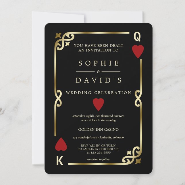 Glamourous Casino Las Vegas Poker Wedding Invitation (Front)