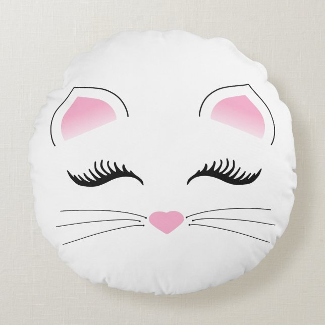 Glamourous Cat Face Round Cushion (Front)