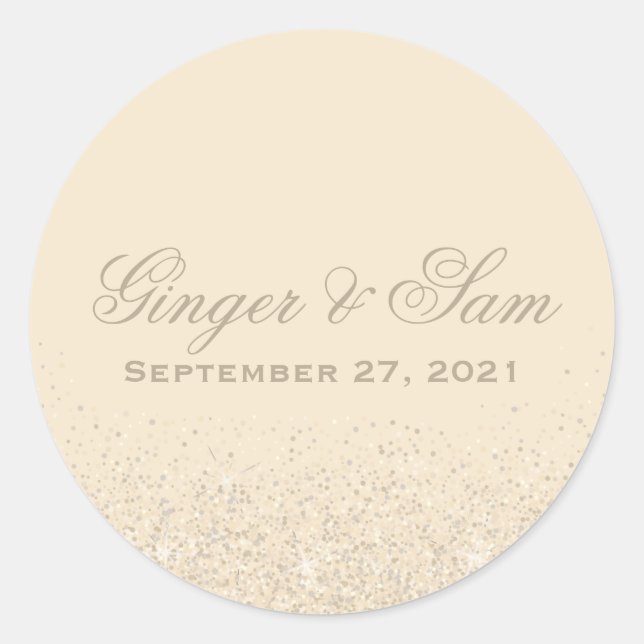 Glamourous Champagne Glitter Wedding Stickers (Front)
