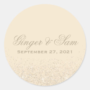 Glamourous Champagne Glitter Wedding Stickers