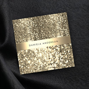 Glamourous Champagne Gold Glitter Luxury Square Business Card