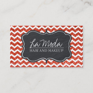 Glamourous Chevron Glitter Business Card