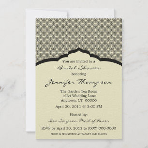Glamourous Chic Bridal Shower Invitation, Black Invitation