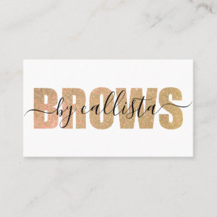 Glamourous Chic Gold Glitter Typography Brow Artis Business Card