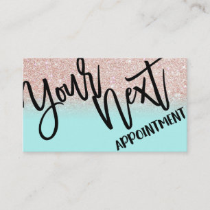 Glamourous Chic Mint Rose Gold Glitter Modern Appointment Card