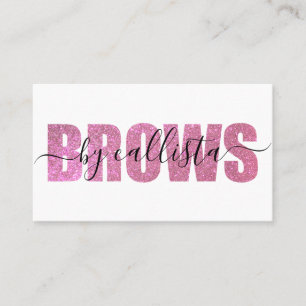 Glamourous Chic Pink Glitter Typography Brow Artis Business Card