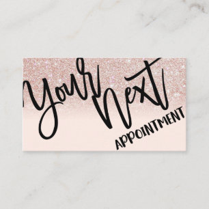 Glamourous Chic Rose Gold Glitter Pink Modern Appointment Card