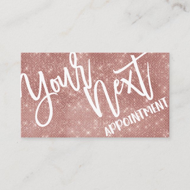 Glamourous Chic Rose Gold Glitter Sequins Modern Appointment Card (Front)