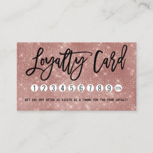 Glamourous Chic Rose Gold Glitter Sequins Modern Loyalty Card
