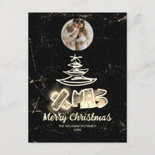 Glamourous Chic Xmas Golden Glow Tree Photo Postcard