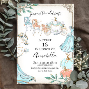 Glamourous Cinderella Fairy Tale Carriage Invitation