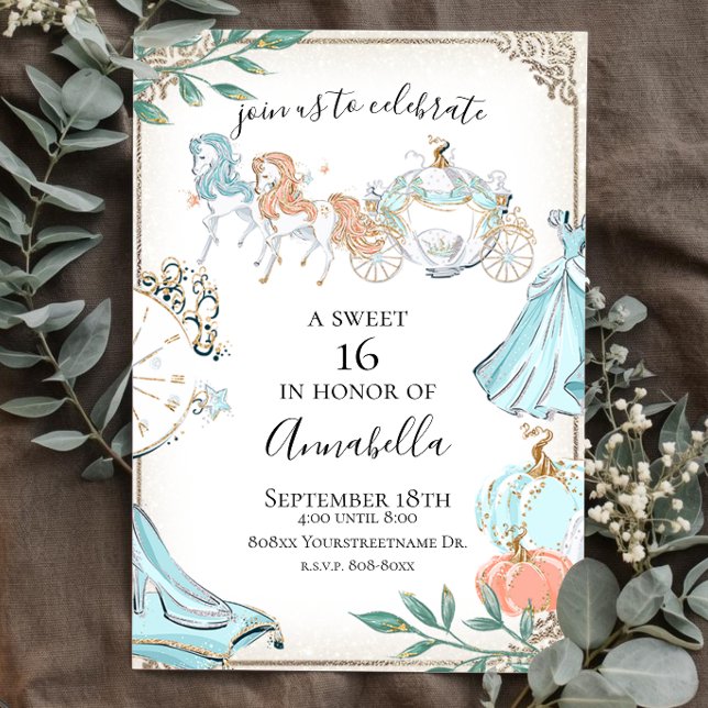 Glamourous Cinderella Fairy Tale Carriage Invitation (Creator Uploaded)