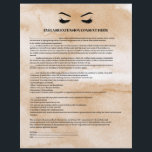 Glamourous Coffee  EYELASH EXTENSION CONSENT FORM Flyer<br><div class="desc">Eyelash Extensions Consent forms are perfect for your Lash Extension business. This modern and sophisticated consent form design features a glamourous , minimalistic illustration of a woman's eyelashes a title and a block where you can insert all your informed consent details on a luxury watercolor brown coffee background. Need help?...</div>