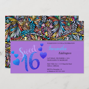 Glamourous Colours Sweet 16 Invitation