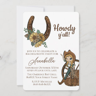 Glamourous Country Western Cowgirl Bachelorette Invitation