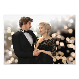 Glamourous Couple with Twinkling Bokeh Photo Print