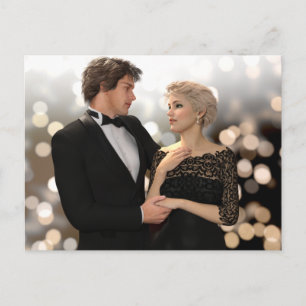 Glamourous Couple with Twinkling Bokeh Postcard
