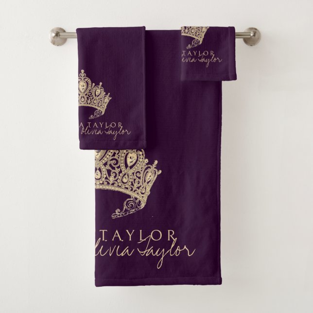 Glamourous Crimson Gold Personalised bath towel (Insitu)